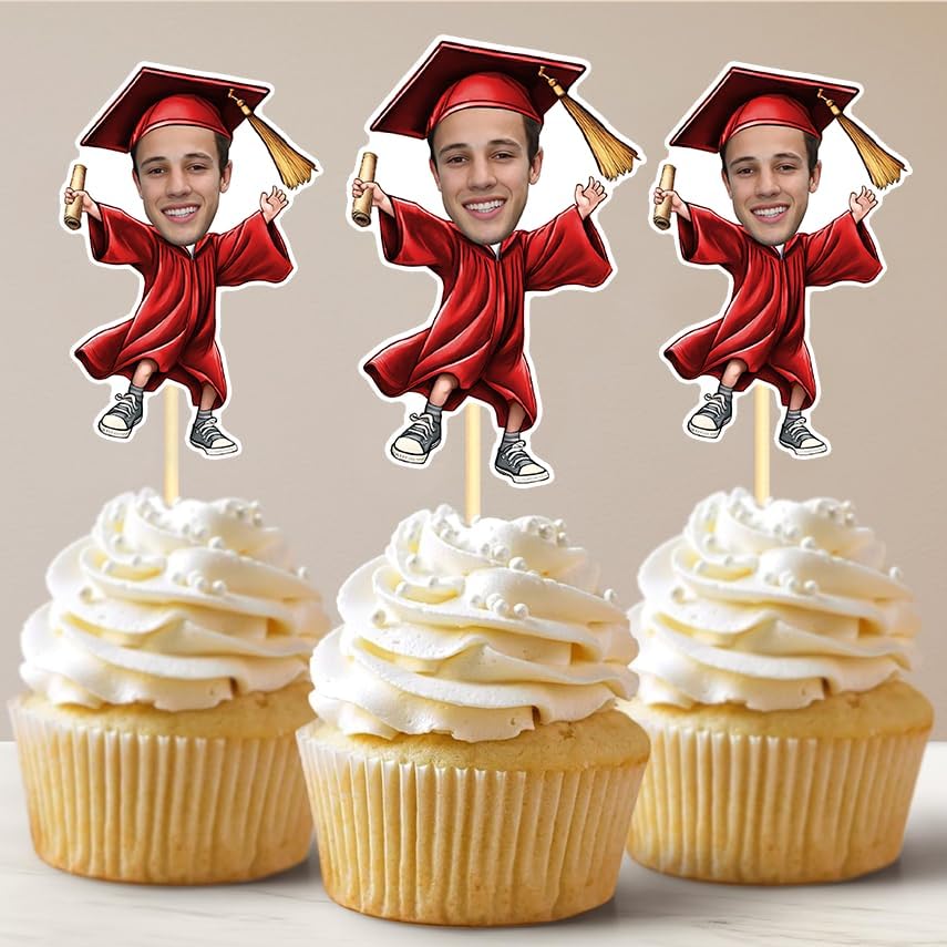 Personalized Graduation Cupcake Toppers 2026, face Cupcake Toppers, Graduation decorations
