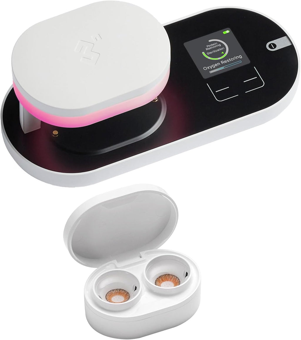 ReO2 Gen6 Soft Contact Lens Cleaner for Moisture Retention, Advanced Cleaning Solution with Electrophoresis Technology, Deep Clean and Rehydrate in 10 Min, with Mirror and Tweezer (White)