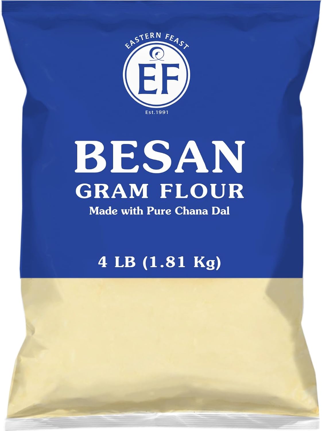 Eastern Feast - Besan, Fine Gram Flour, 4 LBS (1.81 kg) | Made with 100% Pure Chana Dal (Yellow Split Chickpea) | Gluten-Free, All-Natural, Non-GMO