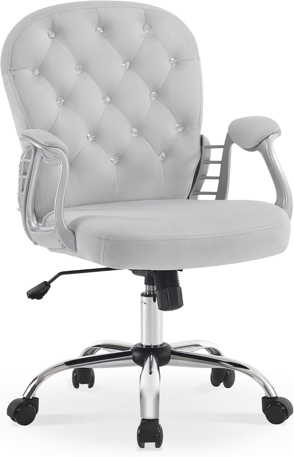 BarberPub Ergonomic Nail Tech Chair with Lumbar Support, Adjustable Manicure Chair with Armrests, Comfy Home Office Chairs with 360-Degree Swivel Wheels for Beauty Salon 3567 (Grey)