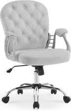 BarberPub Ergonomic Nail Tech Chair with Lumbar Support, Adjustable Manicure Chair with Armrests, Comfy Home Office Chairs with 360-Degree Swivel Wheels for Beauty Salon 3567 (Grey)