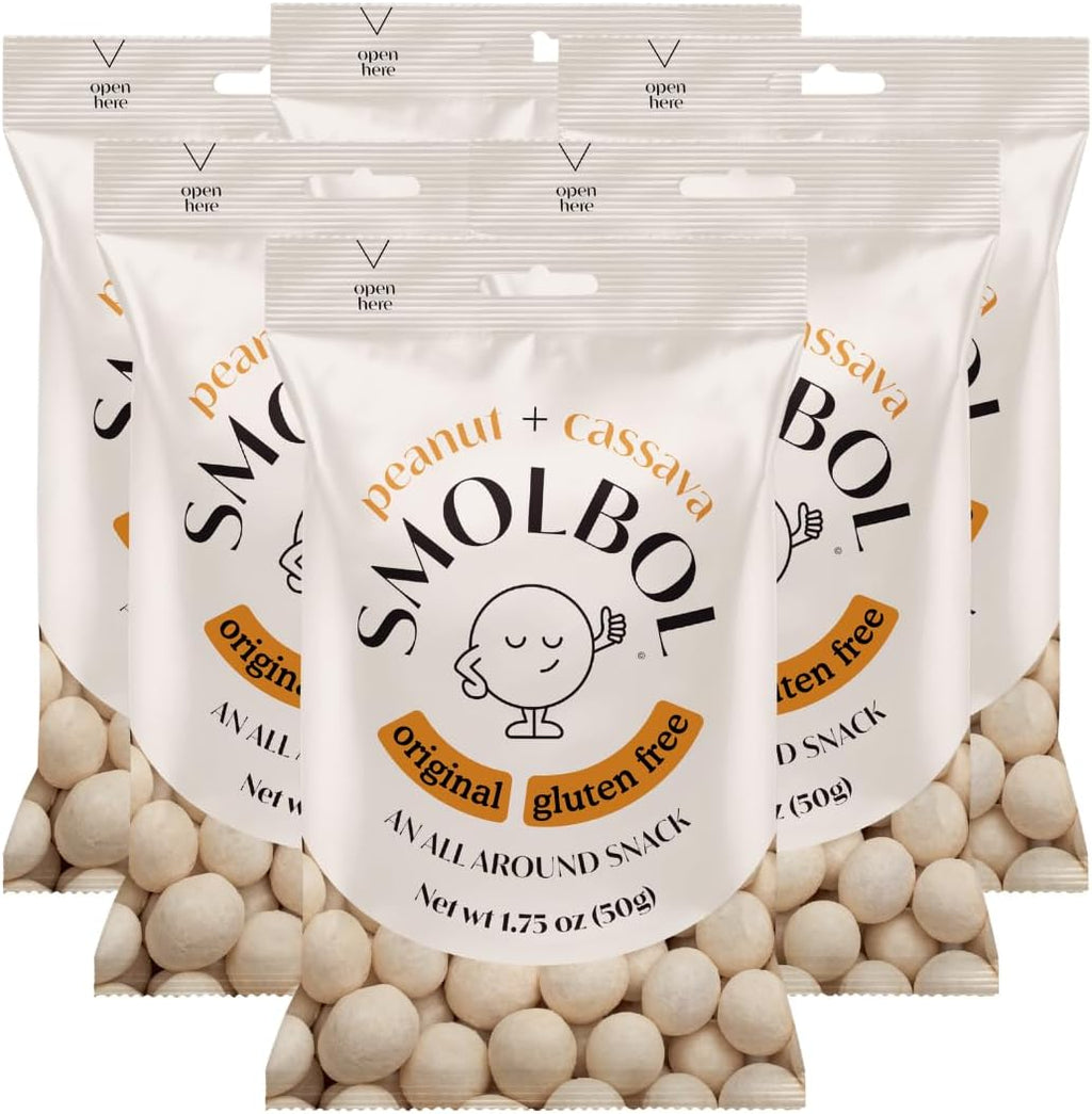 SMOLBOL Crunchy Peanuts | Individual Packs | Roasted | Lightly Salted | Gluten-Free Cassava Crust | Plant Protein | School Snacks for Kids | Office Snacks for Adults | On the Go | 1.75oz (Pack of 6)