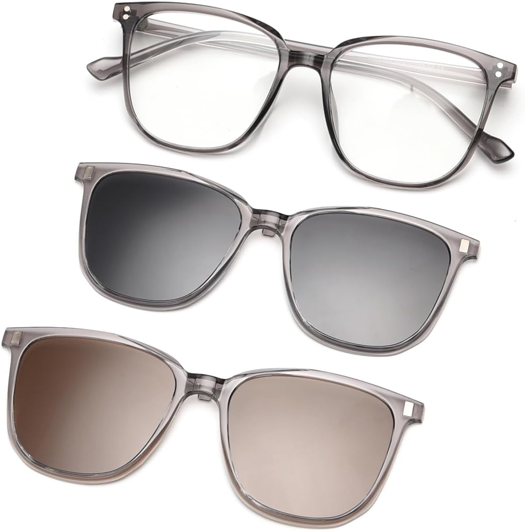 Magnetic Clip On Sunglasses Driving Polarised Sun Glasses Set Square Cat Eye Multifunctional Eyeglasses Frame