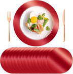 KesaPlan 100 PCS Round Red Placemats, 13" Disposable Paper Placemats for Dining Table, Mirrored Red Charger Place Mat for Christmas Thanksgiving Kitchen Banquet Table Setting Wedding Dinner Party