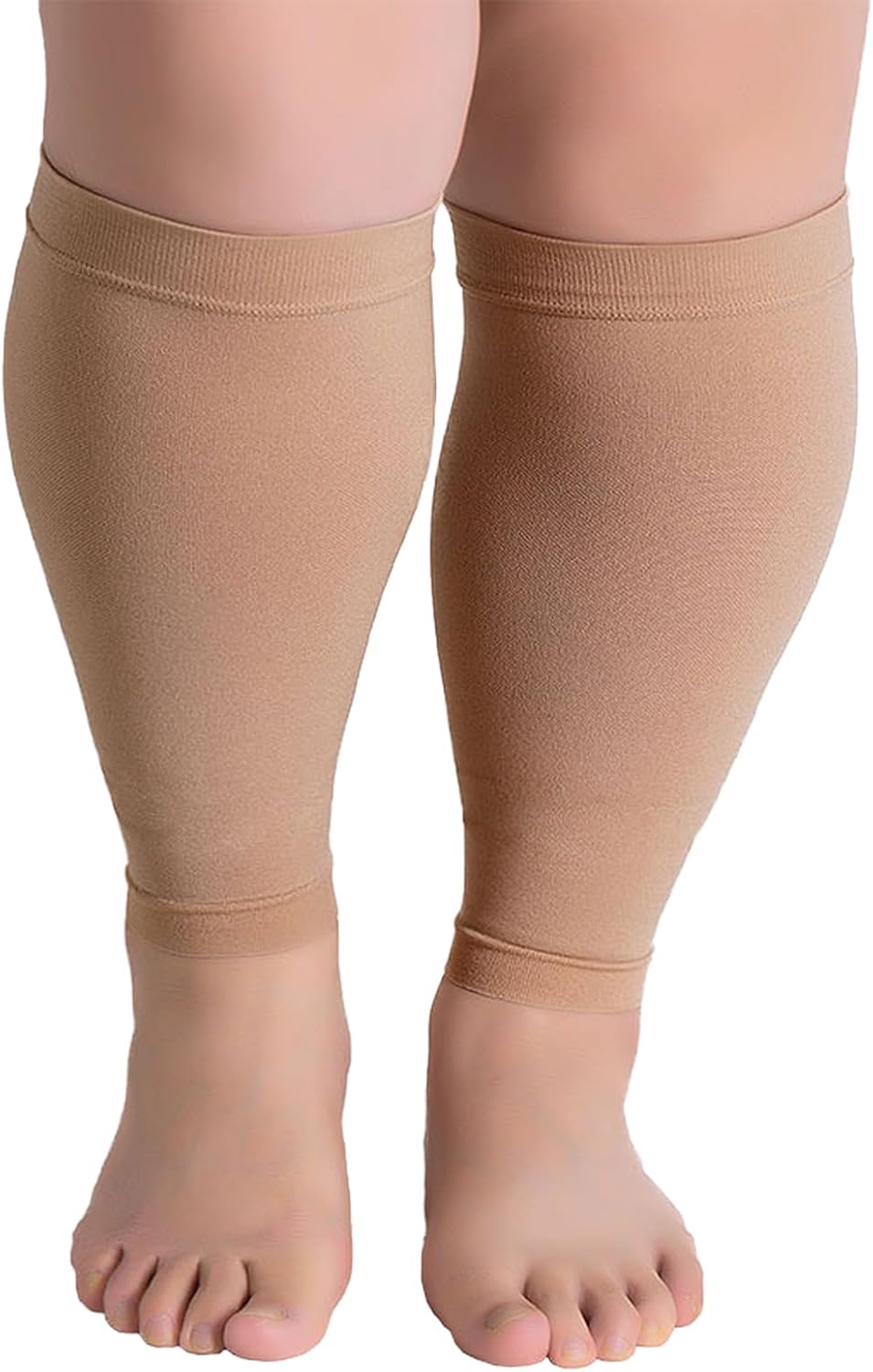 Hotfiary Calf Compression Sleeves for Women & Men, Plus Size Up to 7XL Leg Compression Socks, Wide Calf Footless Leg Support Brace, 20-30mmgh Compression Socks for Shin Splint & Calf Pain Relief