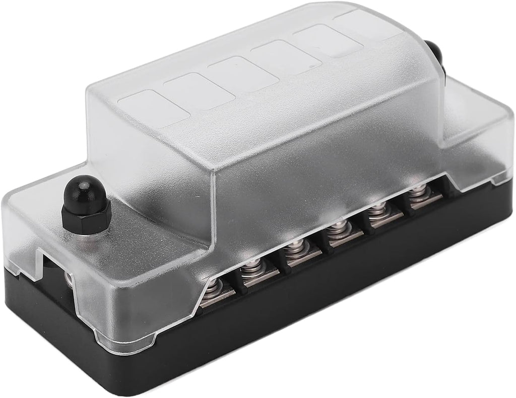 6 Way Box Blade Holder, PC Positive Negative Sides Auto Blade Panel Board with Stickers for 12V 24V Automotive Boat Marine