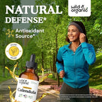 Wild & Organic Calendula Flowers Supplement - Antioxidant, Immune & Skin Support - Add to Tea Extract Drops - Calendula Herb Tincture - Vegan, Alcohol & Sugar-Free - 4 fl oz
