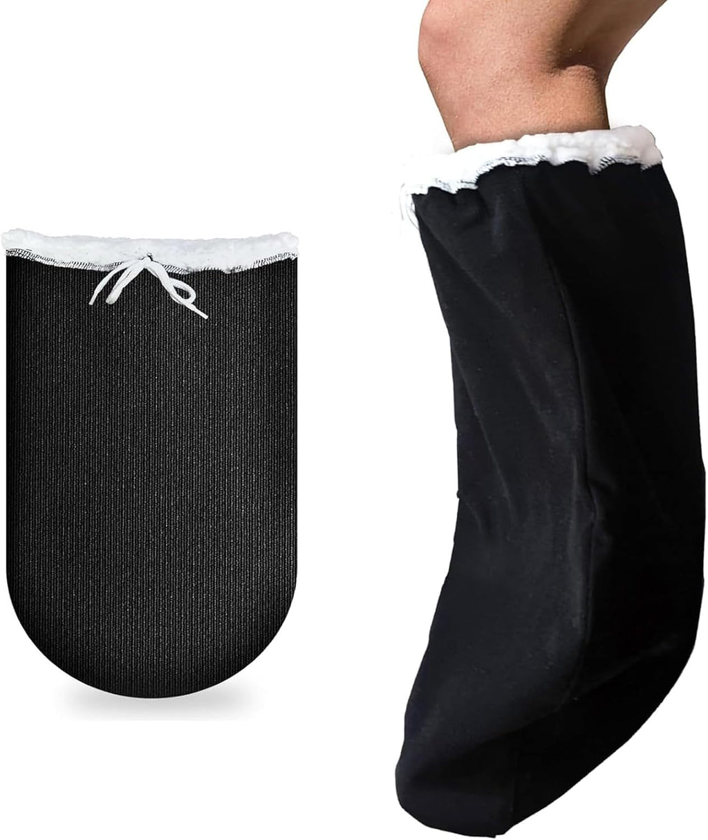 Adjustable Drawstring Plaster Sock Cover, Extended Double-layer Thick Fleece, Suitable for Plaster Ankle After Injury To Keep Warm, 1 Pcs