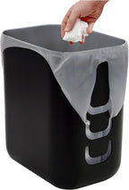 STORi Luup Trash Can (Black) - Reuse Grocery Bags - Plastic Garbage Container for Bathroom, Vanity, Laundry Room, Kitchen, Office, Garage - 2.5 Gallon Wastebasket with Hooks to Secure Trash Bags