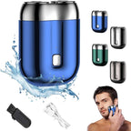 2026 New Upgrade Pocket Shaver USB Mini Shavers for Men, Rechargeable Electric Mini Portable Razor, Washable Double Head Razor, Waterproof Compact Electric Shaver for Home, Car, Travel (Blue)
