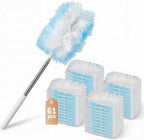 61 Count Heavy Duty Duster Refills, Disposable Duster Refills with 43" Extendable Handle for Furniture, Blinds & Ceiling Fans, Send Goods from Local Warehouse