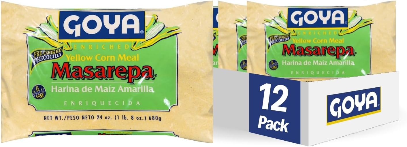 Goya Foods Masarepa Pre-Cooked Yellow Corn Meal, 24 Ounce (Pack of 12)