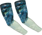 Watercolor Feather Colorful Peacock Feathers Turquoise Nation Bohemia Adult Ice Silk Cooling Arm Sleeves For Men Women,Breathable Elastic Arm Cover With Thumb.