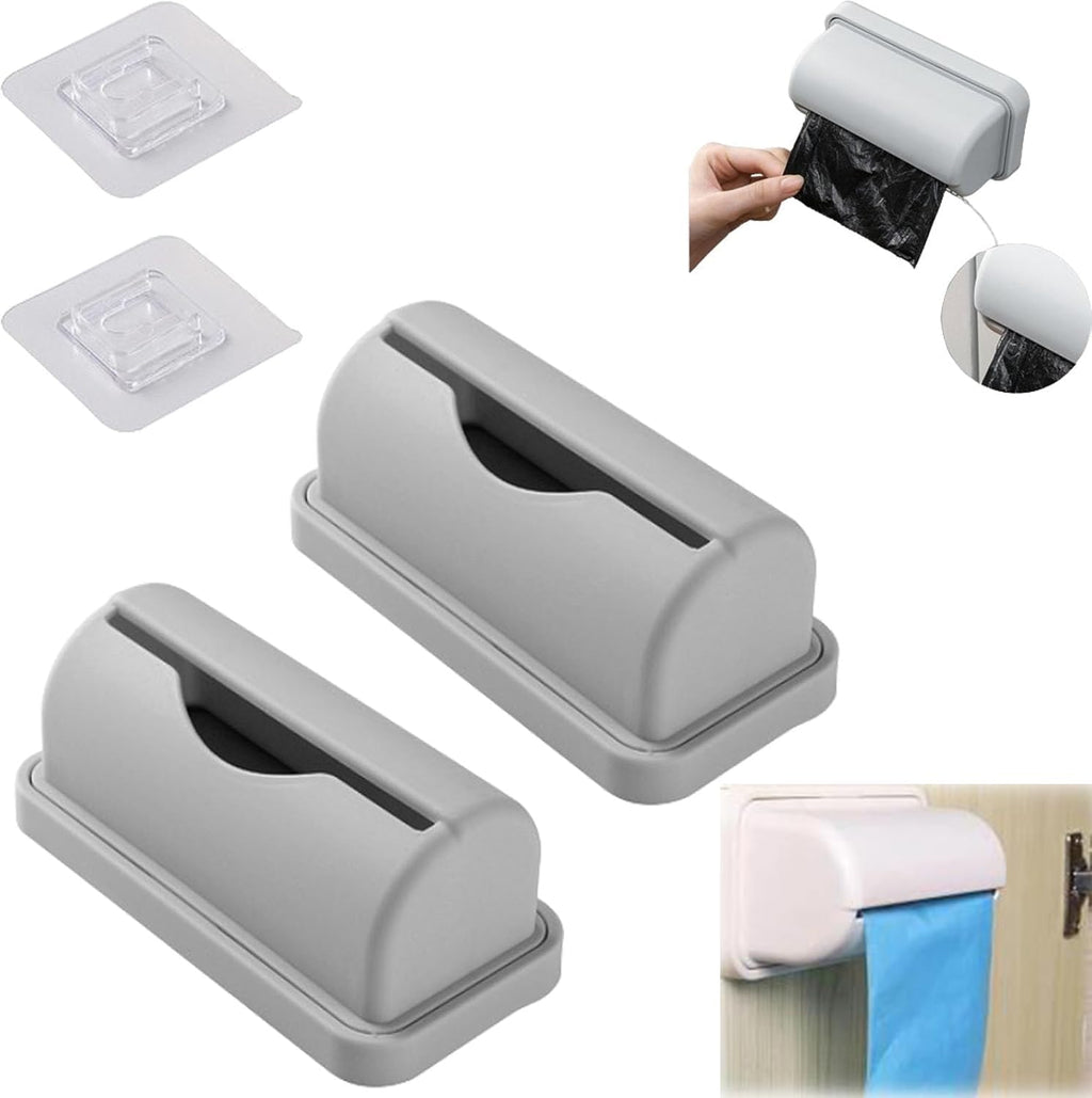 2pcs Fine Bag Dispenser,Small Bin Liner Kit,Fine Liner Trash Bags Dispenser,Trash Can Liner Dispenser,No Punching Required Wall Mount Trash Bag Holder Dispenser (2pcs-gray)