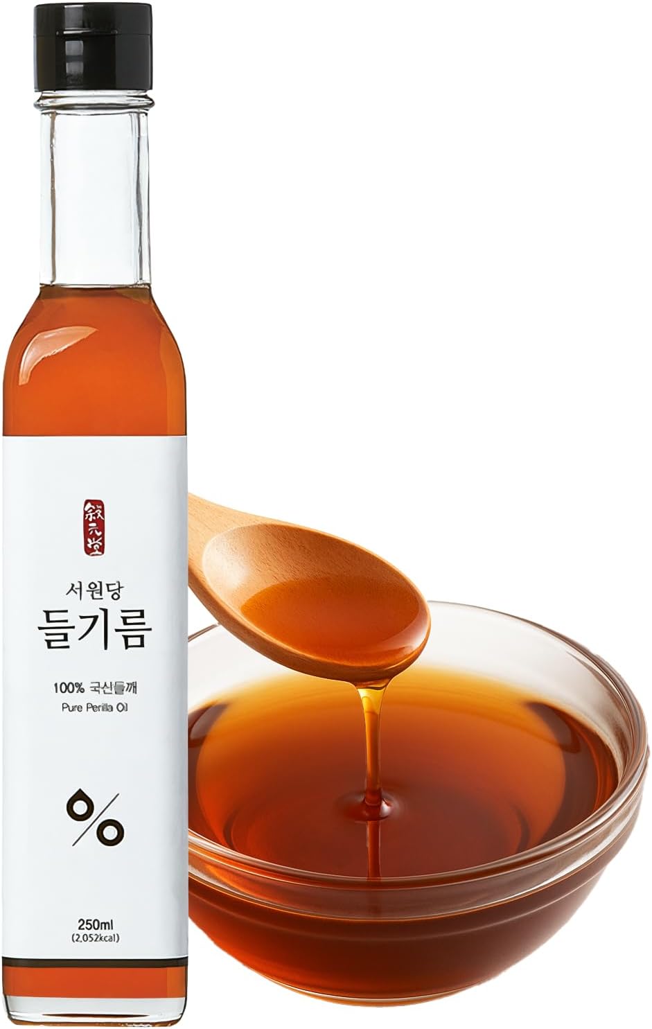 Korean Food Seowondang Cold-Pressed Perilla Oil 250ml (8.45 fl oz) – 100% Korean Perilla Seeds, Rich & Nutty Flavor, No Additives, Premium Korean Cooking Oil, 들기름