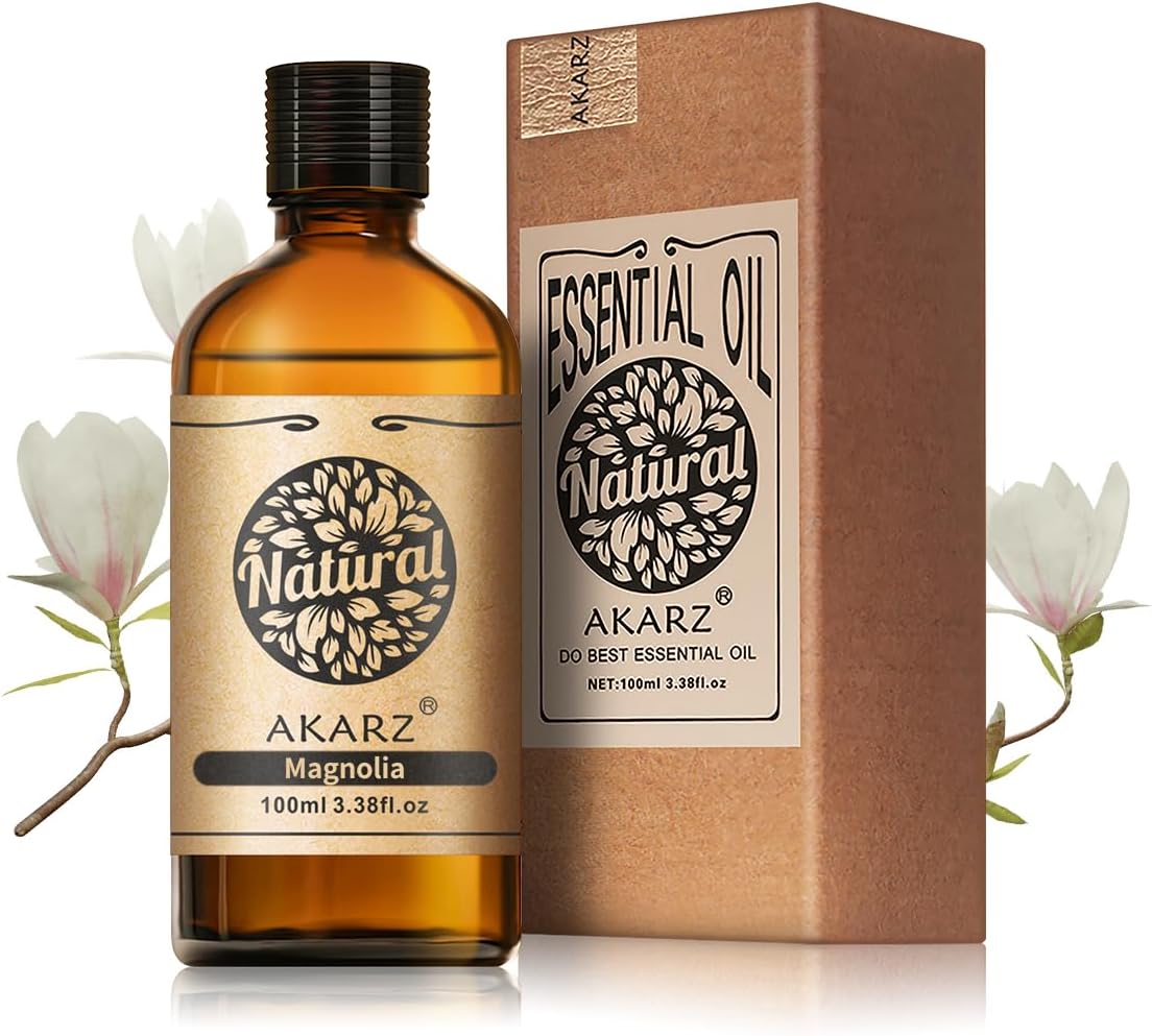 AKARZ 100ml Magnolia Essential Oil Natural Magnolia Oil Pure for Candle Making,DIY Skincare Products Massage,Home Spa Relaxation