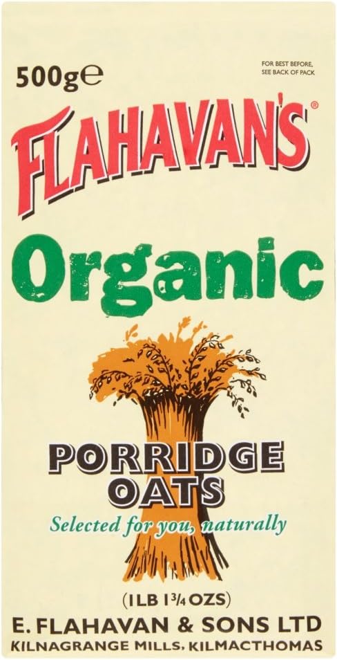 FLAHAVAN'S Organic Porridge Oats, 17.75-Ounce Bags (Pack of 6)