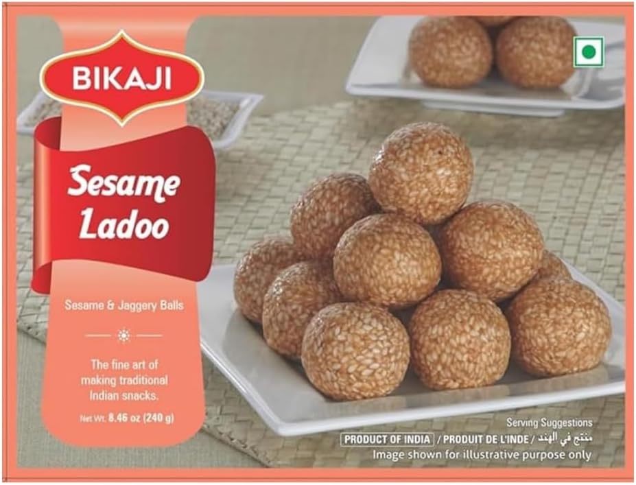 Bikaji Sesame Ladoo (Til Laddu) | 240g (8.4 oz) | Authentic Indian Sweets | Roasted Sesame Seeds & Jaggery Bites | Traditional Mithai | Healthy Winter Snack | Vegetarian |