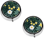 (Hawaiian) Round Pill Box,3 Compartment Pill Box Mini Decorative Pocket Purse Portable Travel Medicine Tablet Vitamin Holder Organizer Pill Case