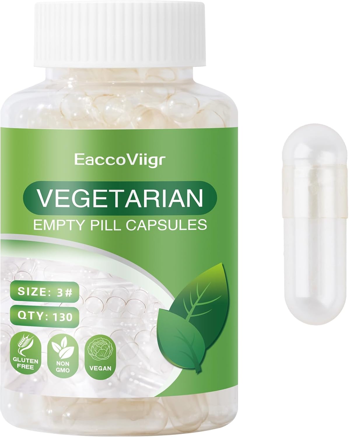 Size 3 Empty Capsules - 130 Count Clear Empty Pill Capsules Size 3 with Capsule Filling Kit, Fillable Vegan Vegetarian Capsule Empty for Vitamins, Easy for DIY Supplements