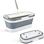 Goderewild Collapsible Plastic Bucket with Wheels 12L (3.17 Gallon) for House Cleaning, Camping, and RV - Multi-Purpose Rectangular Handy Basket for Cleaning Mop - Lightweight and Portable (Grey)