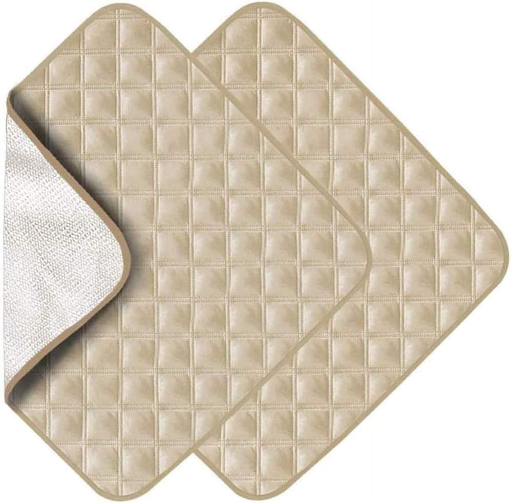 Reusable Waterproof Incontinence Pads for Chairs – Washable Absorbent Seat Protectors with Non-Slip Backing, 2-Pack Chair Cushion Covers for Wheelchair, Sofa, Car Seat, Adult & Pet (56*53cm,Beige)