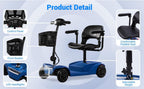 15-25 Miles Long Range Mobility Scooter, Wheelchair Device, Powered Mobility Scooters for Seniors, Adults, Compact Duty Mobile for Travel with LED Headlight and Detachable Basket (Blue)