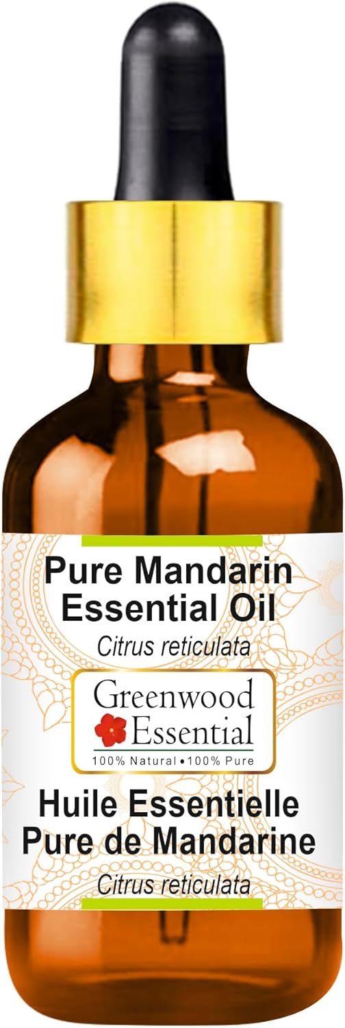 Greenwood Essential Pure Mandarin Essential Oil (Citrus reticulata) with Glass Dropper Steam Distilled 5ml (0.16 oz)