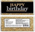 Big Dot of Happiness Adult Happy Birthday - Gold - Candy Bar Wrappers Birthday Party Favors - Set of 24