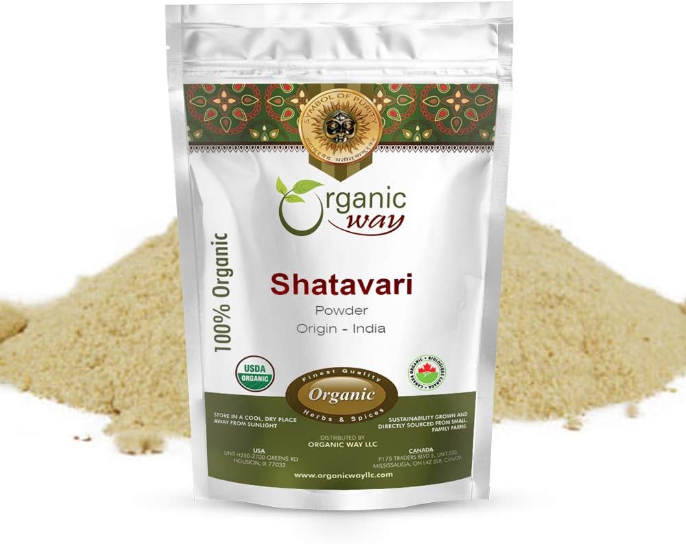 Organic Way Shatavari Powder (Asparagus racemosus) - Kosher & USDA Certified | Vegan, Non-GMO & Gluten Free | Tested for Heavy Metal and Purity | Resealable Bag | 100% Raw from India (1/4LBS / 4Oz)
