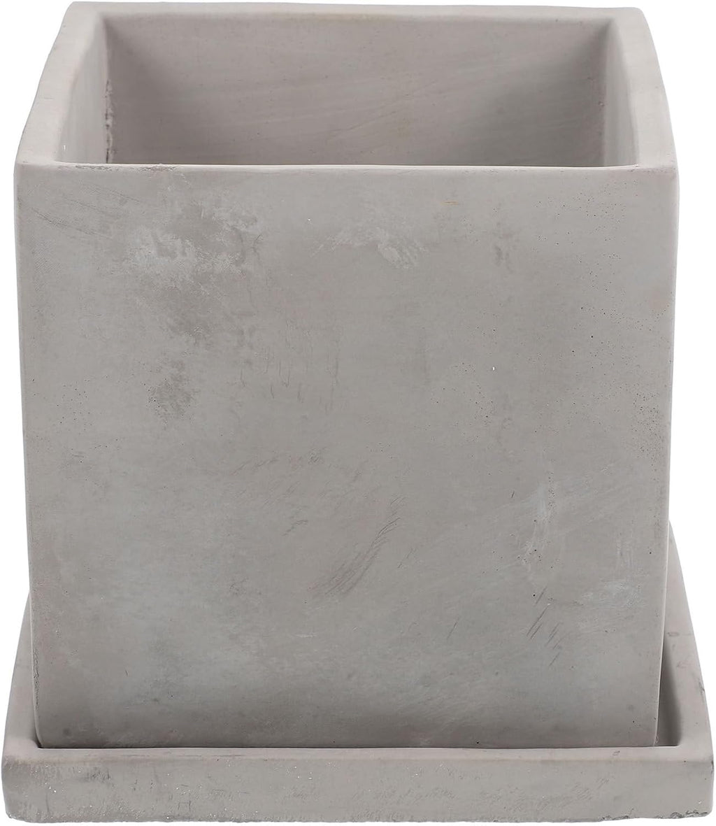 Beaupretty Cement Succulent Planter with Tray, Decorative Indoor Flower Pot for Small Plants, Imitation Stone Texture Garden Planter for Desktop and Patio Use