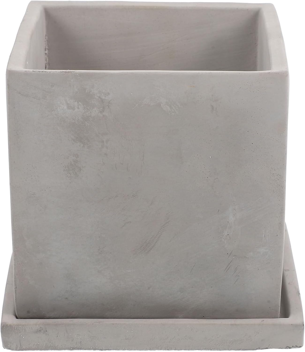 Beaupretty Cement Succulent Planter with Tray, Decorative Indoor Flower Pot for Small Plants, Imitation Stone Texture Garden Planter for Desktop and Patio Use