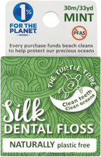 The Turtle Tribe® Natural Dental Floss, 33 Yards, 100% Pure Silk Floss, Plastic Free, PFAS Free, Funding Beach Cleans to Protect Our Precious Oceans, Mint Flavour