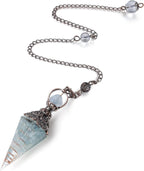 MAIBAOTA Pendulum Crystal, Natural Aquamarine Crystal Pendulums for Dowsing, Spiritual Pointed Crystals for Witchcraft Supplies, Divination Tools