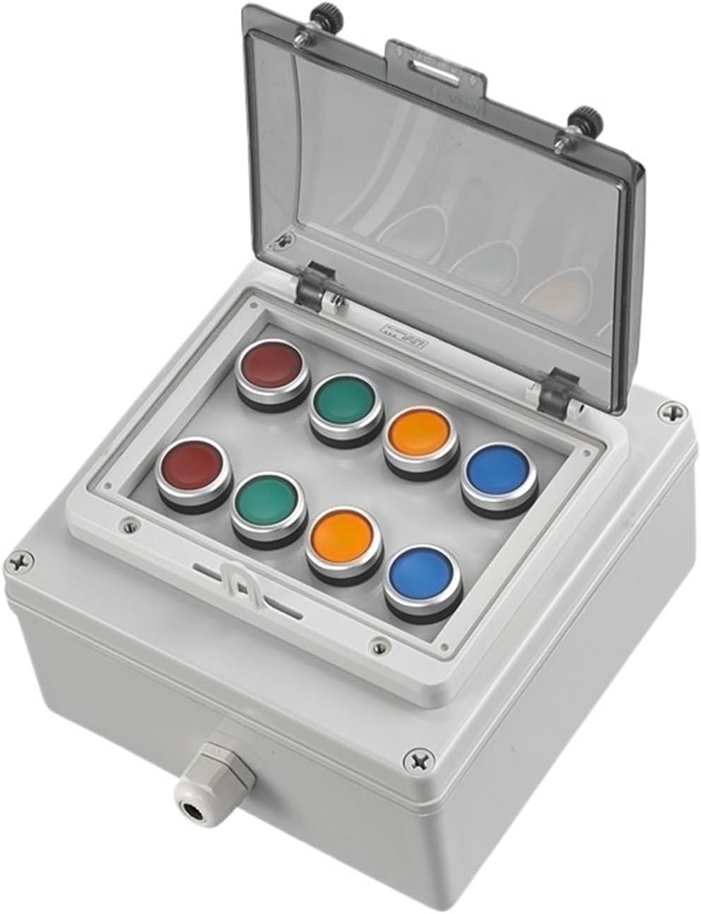 AC220V Outdoor Waterproof Button Control Switch Box Emergency Stop Start Indicator Light self-Recovery Switch Junction Box (Color : 8)