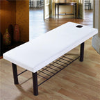 Massage Table Sheet, 27.56x74.8 Massage Bed Cover with Face Hole,Elastic All-Round Wrap Massage Bed Cover Washable Reusable Massage Table Blanket (White)