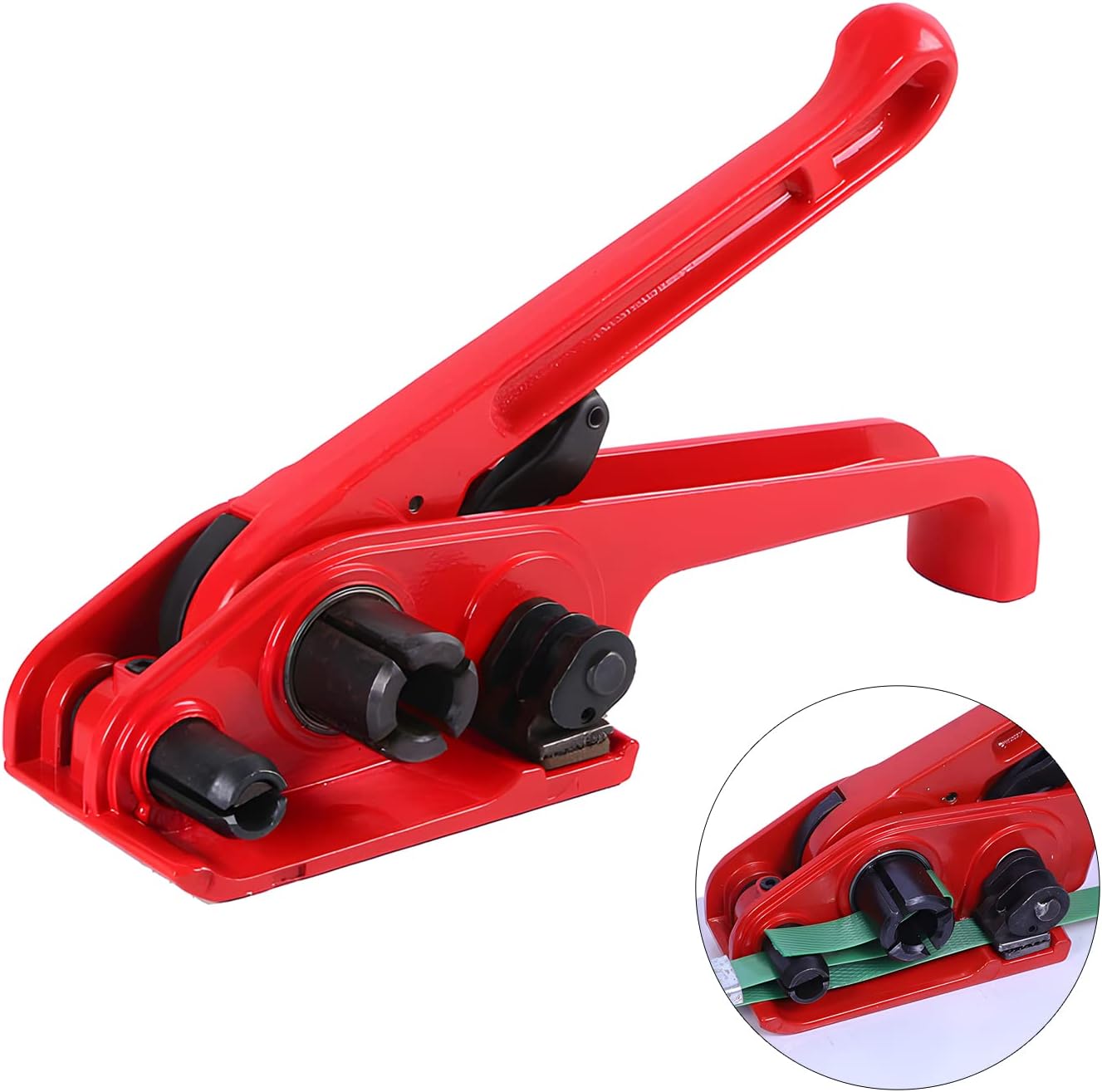 Heavy Duty Poly Strapping Tensioner & Cutter Manual Banding Tools Windlass for 1/2" -3/4" Width Polyester Polyproplyn Strap (Red)