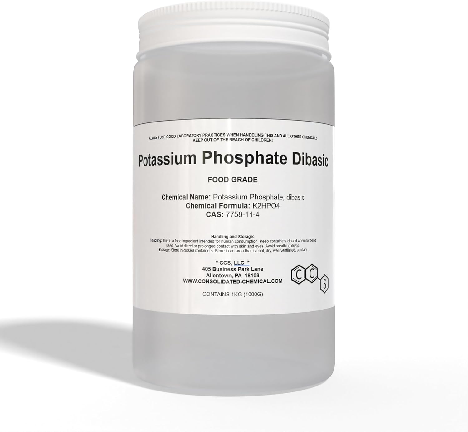 Potassium Phosphate, Dibasic | Food Grade | Kosher/Halal Certified - 1000 Grams
