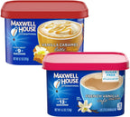 Maxwell House Vanilla Caramel Latte Mix, 8.7 oz + French Vanilla Café-Style Instant Coffee Beverage Mix, 4.3 oz, (Variety Pack)