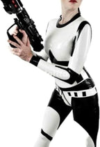 Latex Rubber Women Racing Suit Tights Bodysuit Catsuit White,White,M