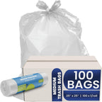 Medium Trash Bags 25x25 Inches, 1 Mil Thick, 100 Count – Durable Leak-Proof Garbage Bags for Kitchen, Office, and Bathroom Bins, 17 Gallon Capacity, Heavy-Duty & Tear-Resistant