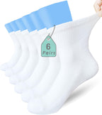 Men's Diabetic Socks Extra Width for Swollen Wide Feet,Neuropathy,Bariatric,Non Binding Loose Fit Ankle Sock 6 Pairs