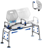 Sliding Shower Chair Tub Transfer Bench with Swivel Seat for Elderly & Disabled 400lb Heavy Duty Bath & Shower Safety Seating with Armrests & Backrest, Adjustable Height Tub Bench for Bathroom