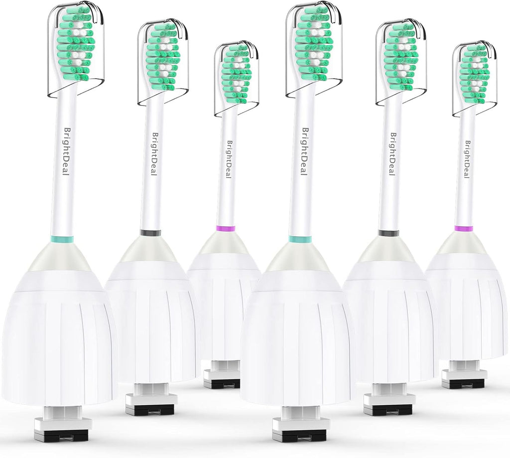 BrightDeal Toothbrush Heads for Philips Sonicare Essence Elite Advance Xtreme CleanCare E-Series Electric Sonic Screw-on Brush Replacement HX7022/66 HX7023 HX7001 with Cap, 6 Pack