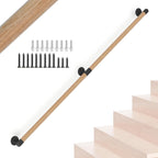 4FT Round Wooden Stair Handrail,Indoor Staircase Handrail,Wall Mount Support Stair Railings, Non-Slip Safety Corridor,Lofts,Patio,Guardrail,Home Wood Hand Railings for Elderly,Children,Disable People