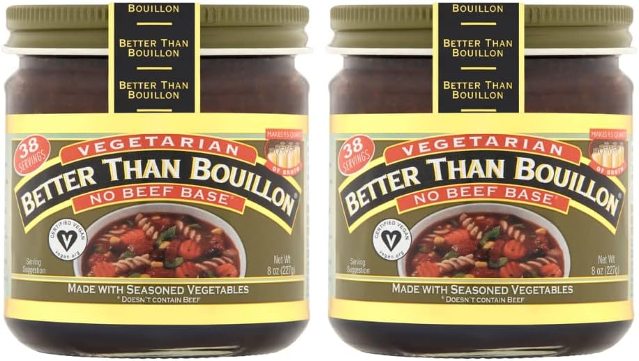 Better Than Bouillon Vegetarian No Beef Base, Made with Seasoned Vegetables, Certified Vegan, Makes 9.5 Quarts of Broth, 38 Servings 8 Ounce (Pack of 2)