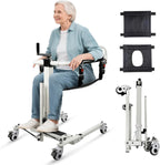 5 in 1 Patient Hydraulic Lift Transfer Chair, 180° Split Seat Commode Wheelchair, Height Adjustable, 440 lb Capacity Patient Transfer Chair for Elderly, Home Transfer Chairs for Seniors Handicapped
