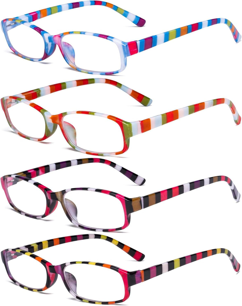 Eyekepper 4 Pack Ladies Fashion Reading Glasses - Stripe Design Small Lens Readers for Women Reading +1.75