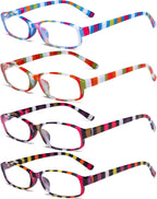 Eyekepper 4 Pack Ladies Fashion Reading Glasses - Stripe Design Small Lens Readers for Women Reading +1.75