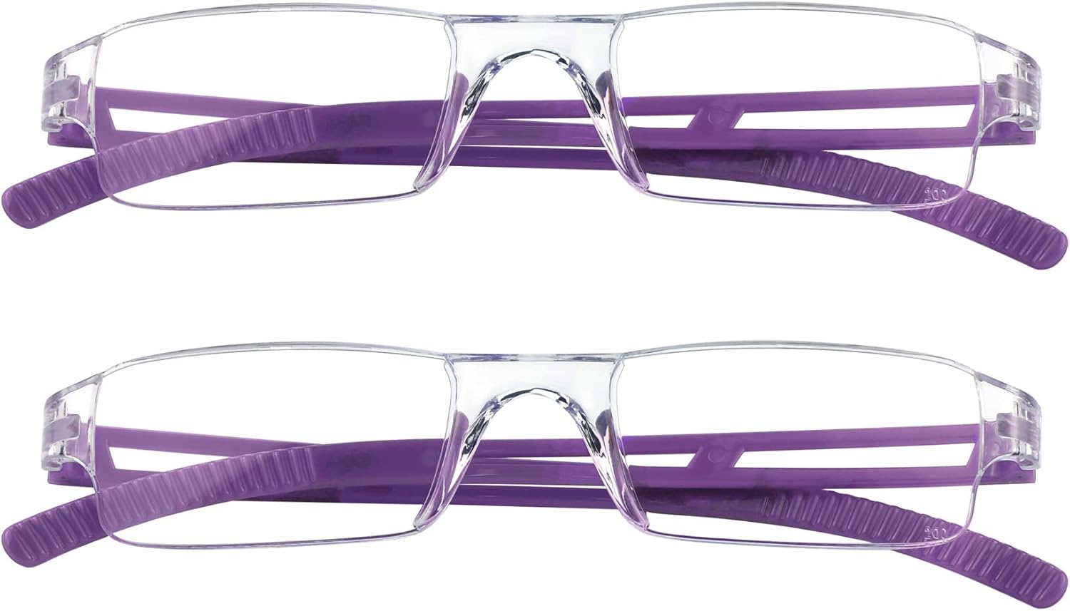 VisionGlobal 2 Pairs Reading Glasses, Blue Light Blocking Glasses, Computer Reading Glasses for Women and Men, Fashion Square Eyewear Frame (2purple,+2.25 Magnification)
